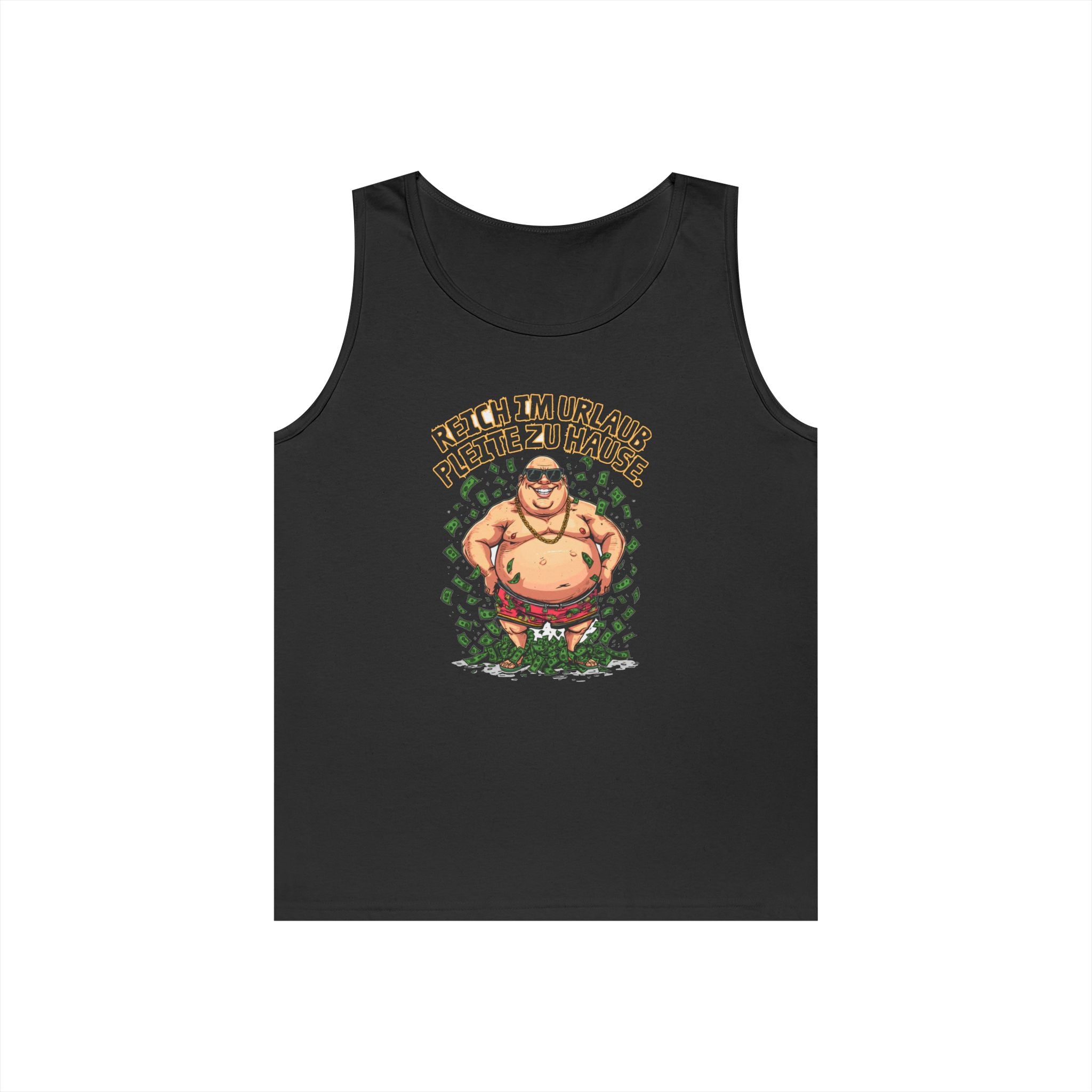 Reich im Urlaub, pleite zu Hause – Tanktop (Heavy)