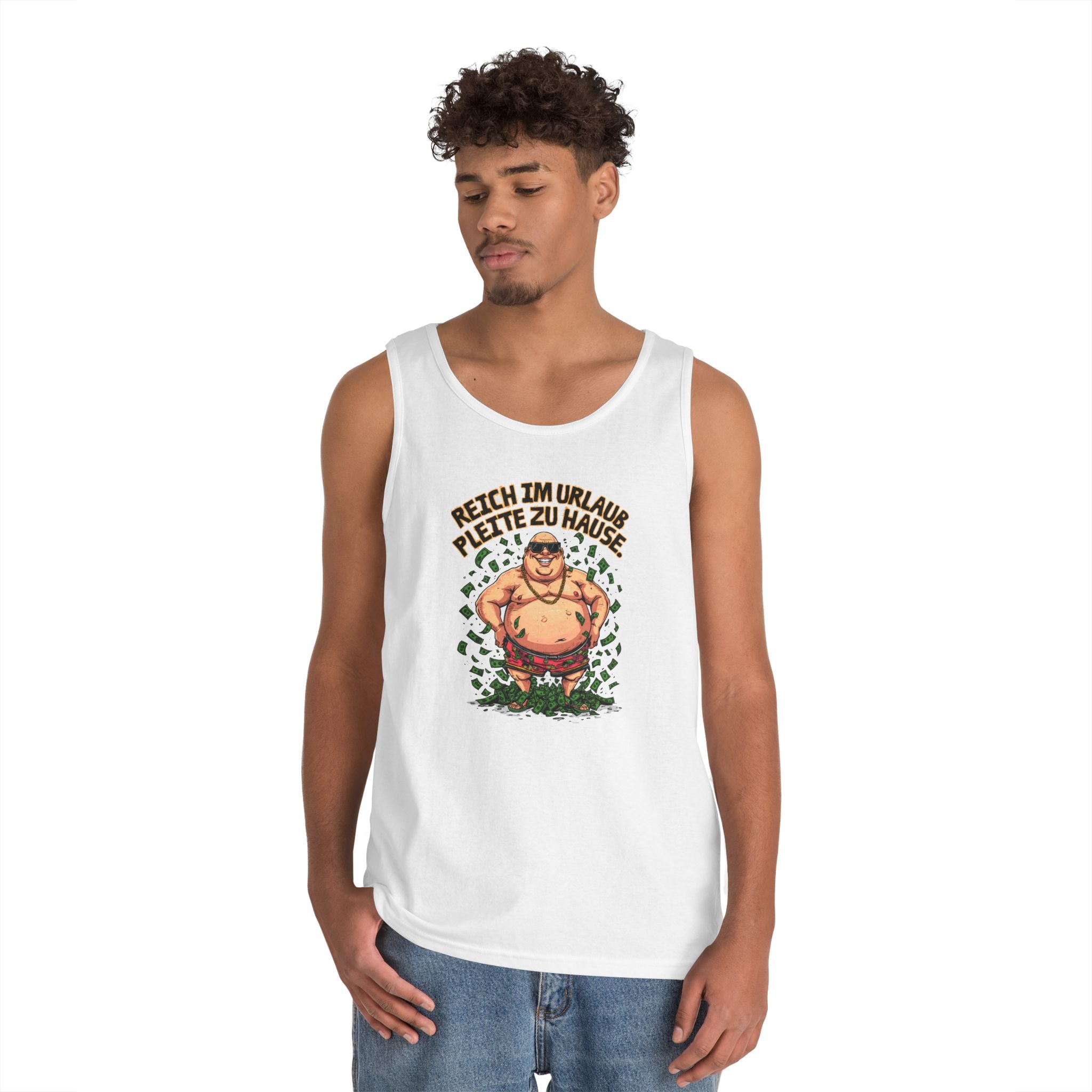 Reich im Urlaub, pleite zu Hause – Tanktop (Heavy)