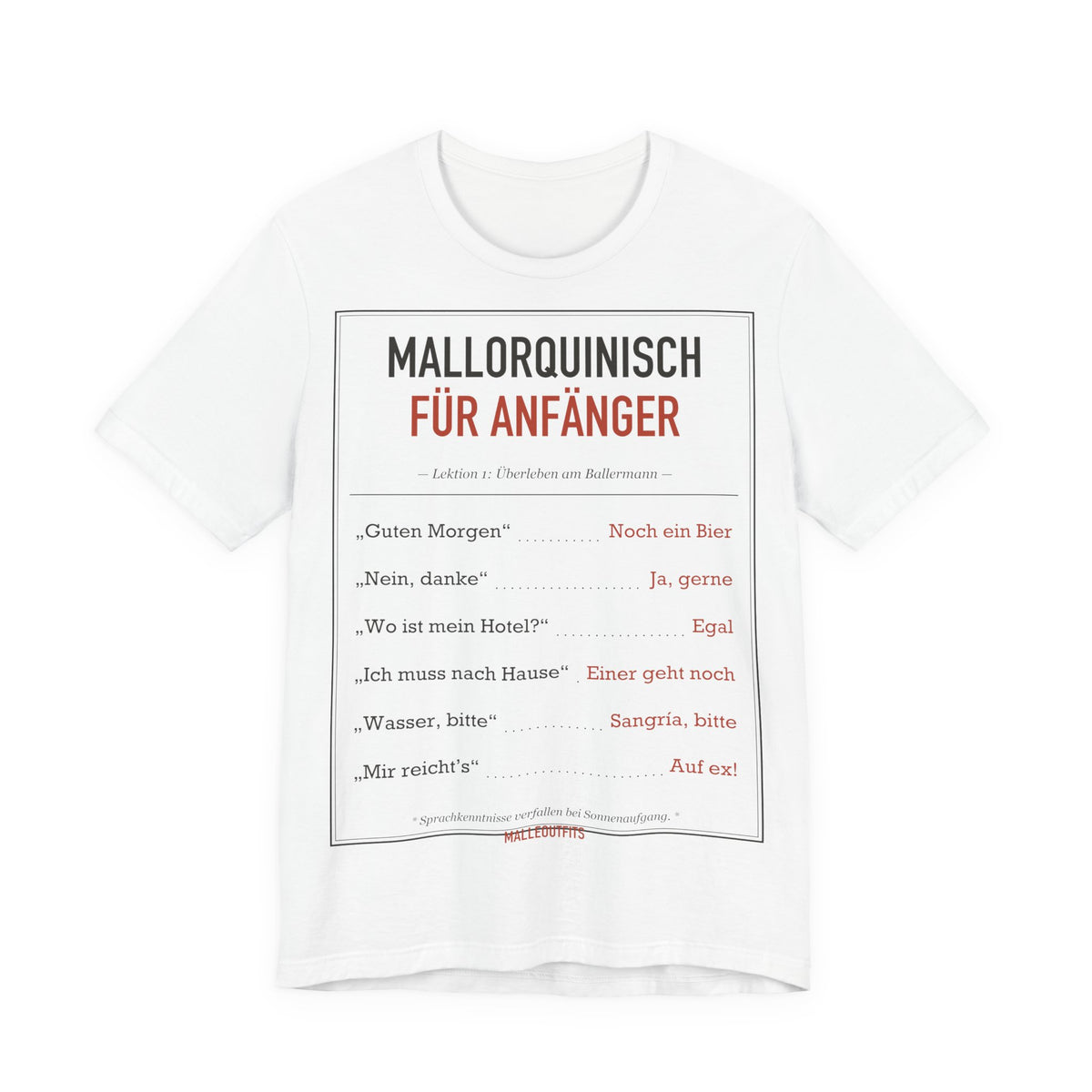 Mallorquinisch für Anfänger – Malle Party Shirt