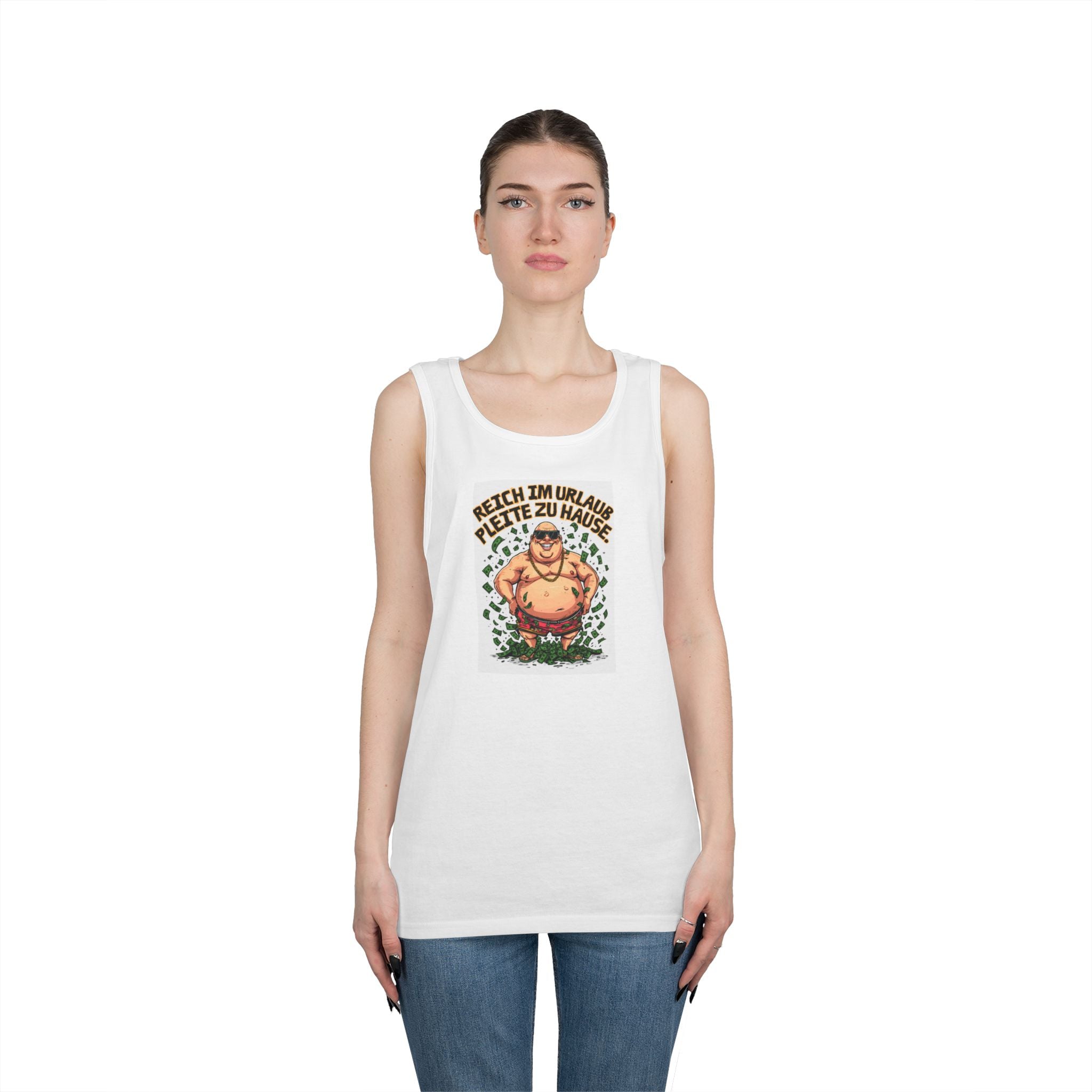 Reich im Urlaub, pleite zu Hause – Tanktop (Heavy)