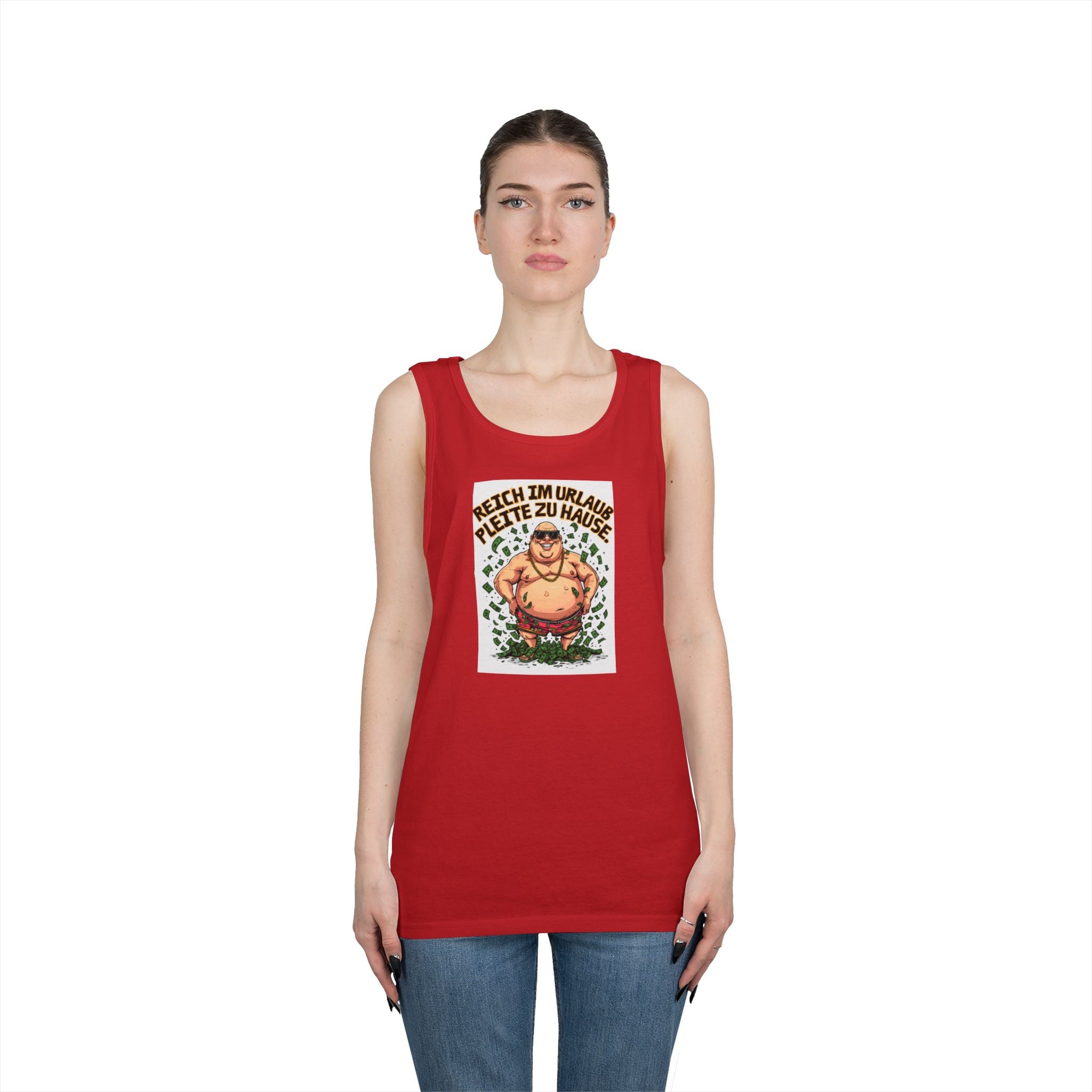 Reich im Urlaub, pleite zu Hause – Tanktop (Heavy)