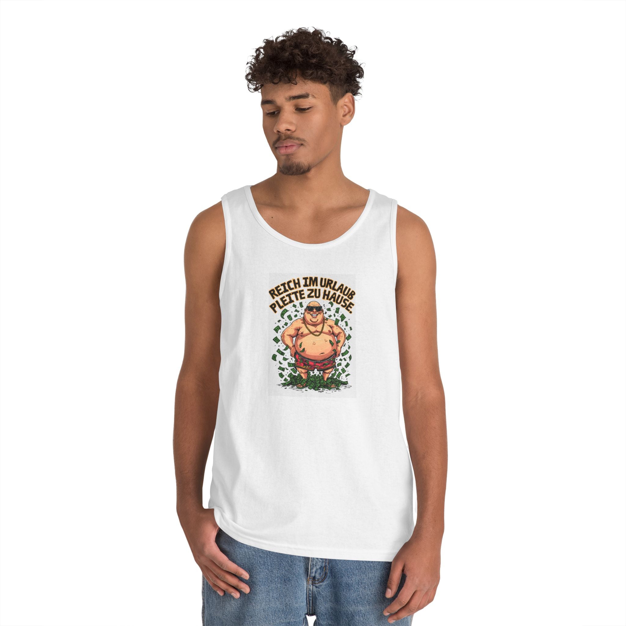 Reich im Urlaub, pleite zu Hause – Tanktop (Heavy)