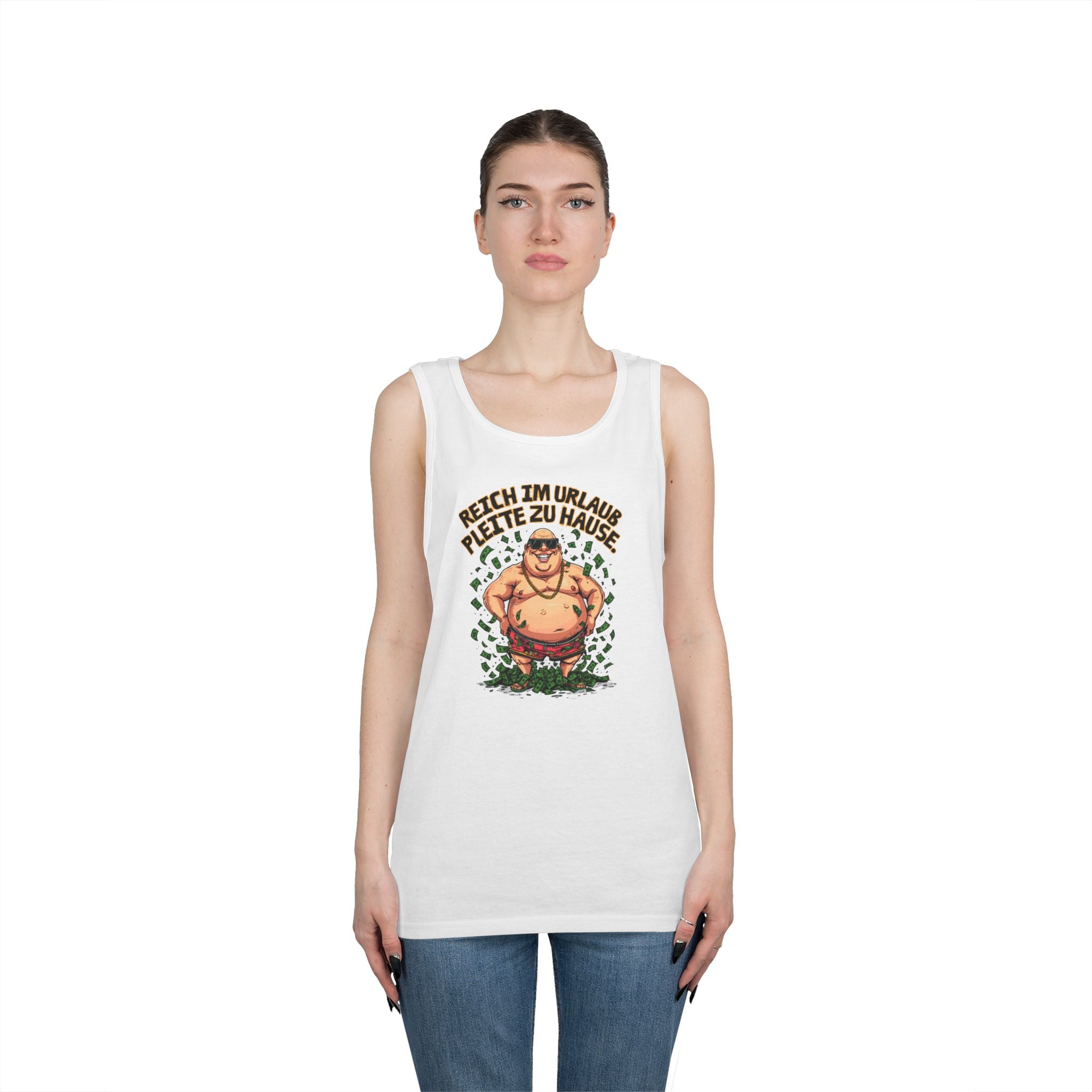 Reich im Urlaub, pleite zu Hause – Tanktop (Heavy)