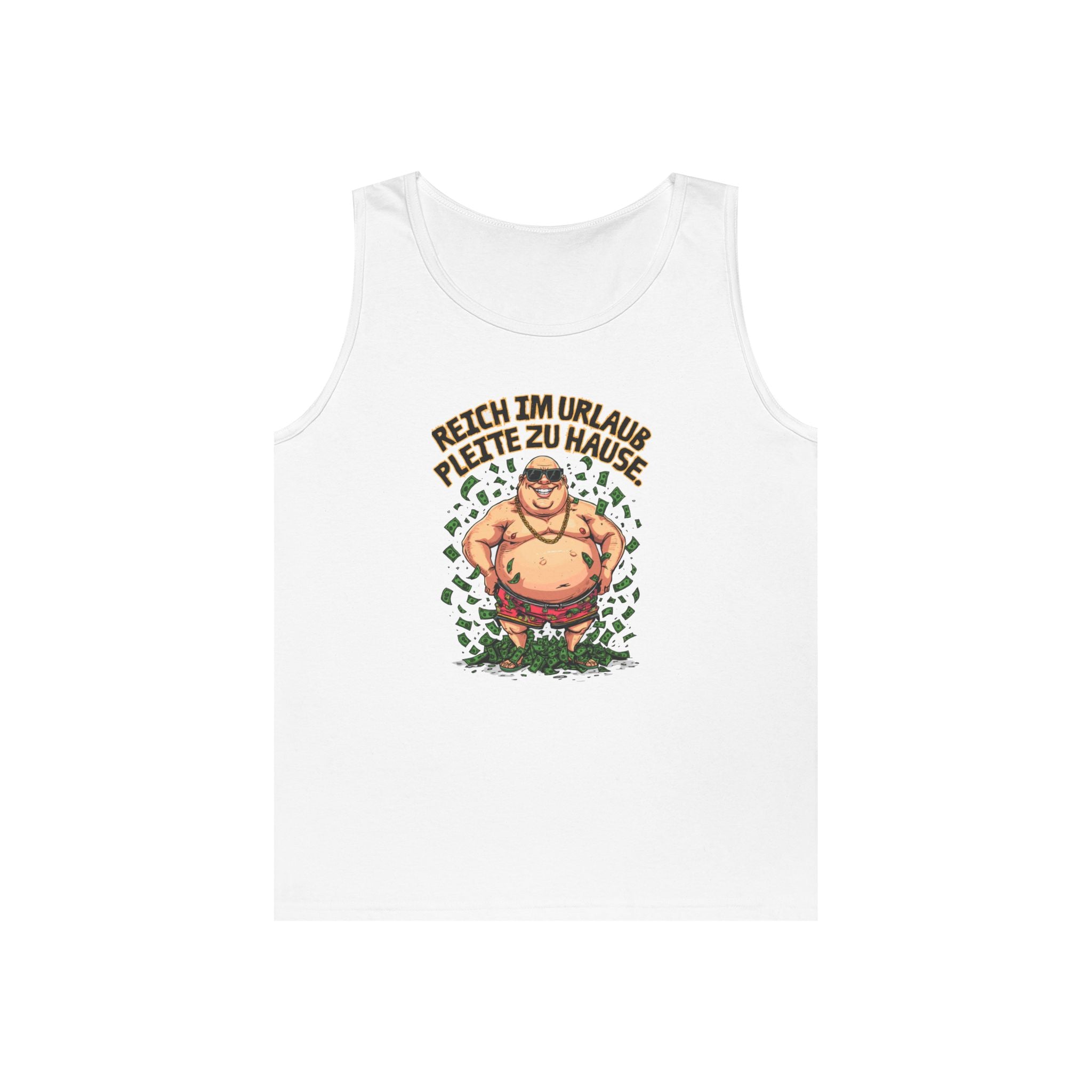 Reich im Urlaub, pleite zu Hause – Tanktop (Heavy)